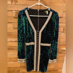 Emerald Green Sequin Party Dress